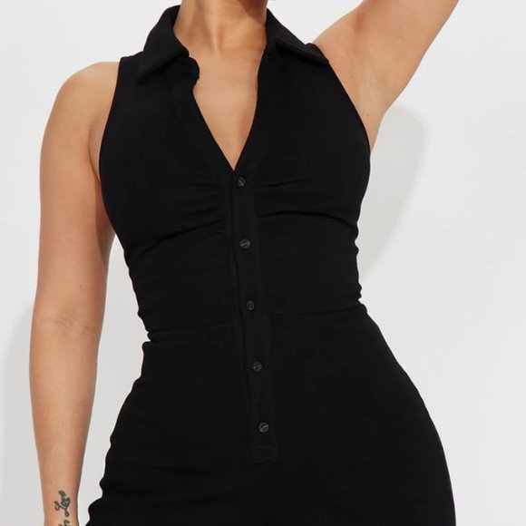 Black Ribbed Jumpsuit FASHION NOVA - Picture 2 of 10